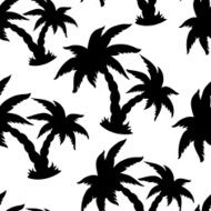 Seamless pattern with coconut palm trees in black and white