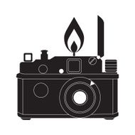 Retro camera in black and white vector
