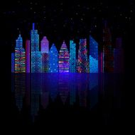 Colorful city panorama illustration