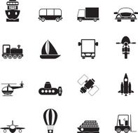 Silhouette Transportation travel and shipment icons