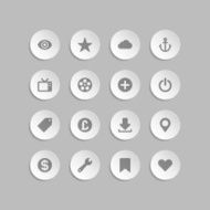Web site vector icons set bend paper effect N4