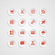 Web site vector icons set bend paper effect N5