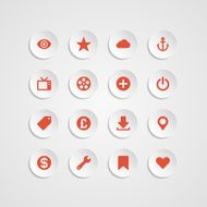 Web site vector icons set bend paper effect N7