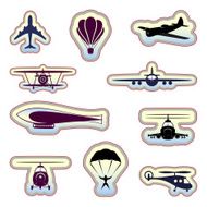 Airplane icons Airport symbols