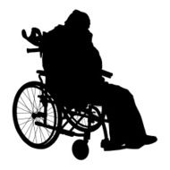 One handicapped man in wheelchair silhouette