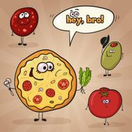 Cartoon Characters Funny Pizza with Friends