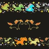 Seamless pattern with tiny horses N2