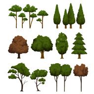 Set of trees for landscape on white background vector illustration