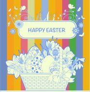 Easter illustration with floral elements and rabbits N3