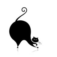 Funny big cat silhouette for your design