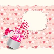 Valentines Day Card with Gift Box and Heart Shaped Balloons N3