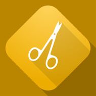 Vector icon of Scissors with a long shadow N2