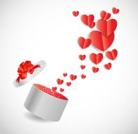 Valentines Day Card with Gift Box and Heart Shaped Balloons N5