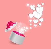 Valentines Day Card with Gift Box and Heart Shaped Balloons N9