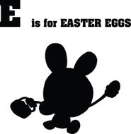Silhouette Alphabet - E is for Easter Eggs With Text N2