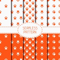 Set of seamless pattern Animal footprints cat dog Wrapping paper
