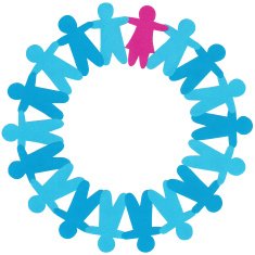 Purple girl in blue boys circle