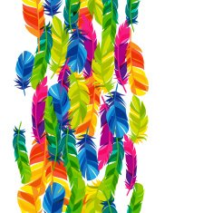 Colorful seamless pattern with bright abstract transparent feathers N5