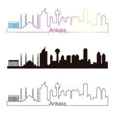 Ankara skyline linear style with rainbow