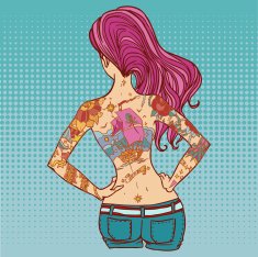 Red haired tattooed girl illustration N2