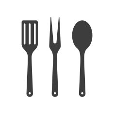 Icon of kitchen tools Fork spoon and fry shovel N2