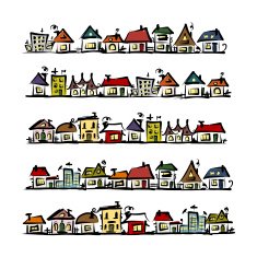 Set of houses sketch for your design N13