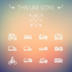 Transportation thin line icon set N5