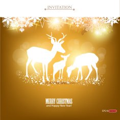 Elegant Christmas background with deers