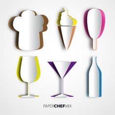 Paper cut chef mix hat icecream cup and bottle N2