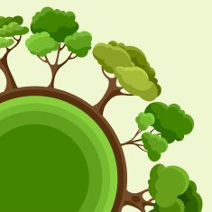 Ecology background design with abstract stylized trees