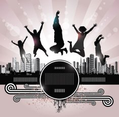 Active Jumping People Abstract Background for Party