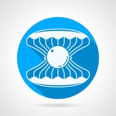 Flat round vector icon for pearl seashell