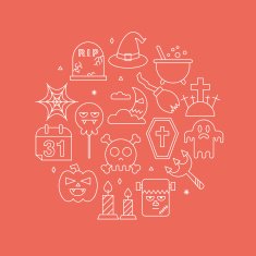 Halloween line icon circle set N2