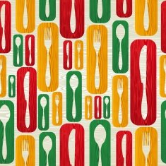 Cutlery silhouette icons wooden seamless pattern N2