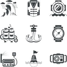 Marine black vector icons