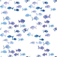 watercolor fish seamless vector pattern