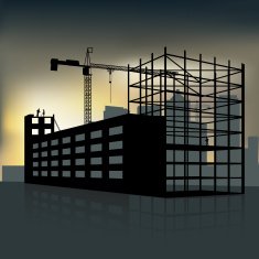silhouette of the crane and building under construction N2