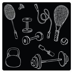 Vector Illustration Silhouette of sports equipment