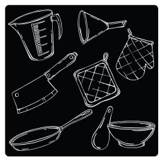 vector illustration silhouettes of kitchen accessories N3