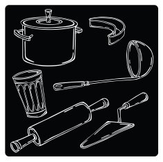 vector illustration silhouettes of kitchen accessories N4