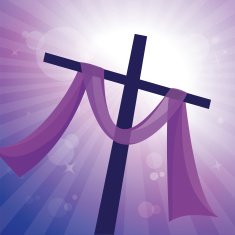 Lenten cross with glory background