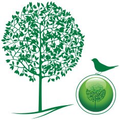 green tree and bird elements for ecology-design