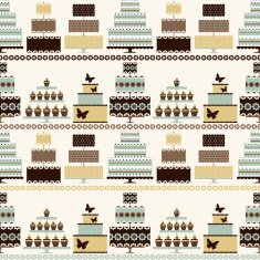Seamless pattern with decorative cakes in retro colors