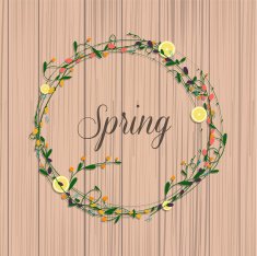Collection of spring flowers leaves dandelion grass N2
