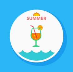 juice drink flat icon with long shadow on circle background