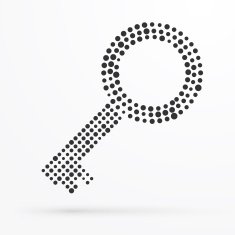 the black keys composed of small polka dots