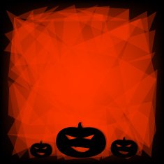 Black and orange Halloween background with three pumpkins