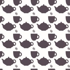 Silhouette of teapot and cup abstract seamless pattern N2