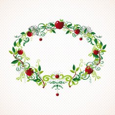 Red apple wreath cute illustration