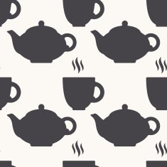 Silhouette of teapot and cup Tea seamless pattern